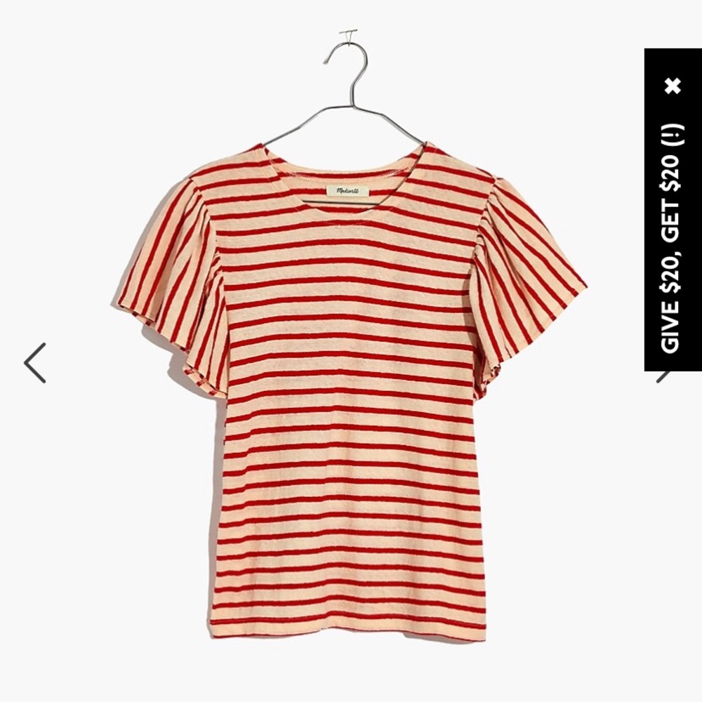 Madewell flutter sleeve tee in Yorktown Stripe